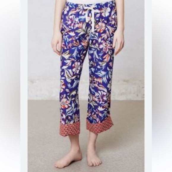 Anthropologie Other - Anthropologie By Eloise Printed Cropped Floral Print Cotton PajamaBottoms Pants